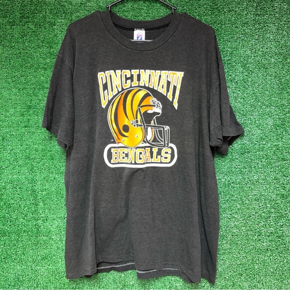 Vintage Cincinnati Bengals T-Shirt XXL Single Stitch Logo 7  90s Black NFL - Picture 1 of 4